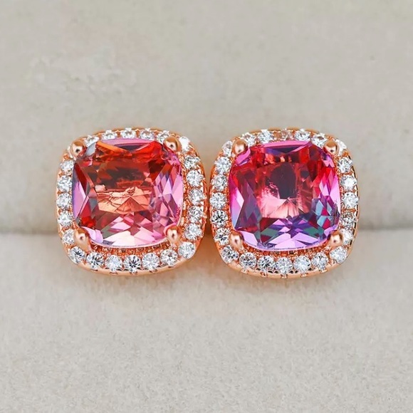 Jewelry - NEW Square Stone Rose Gold Stud Earrings